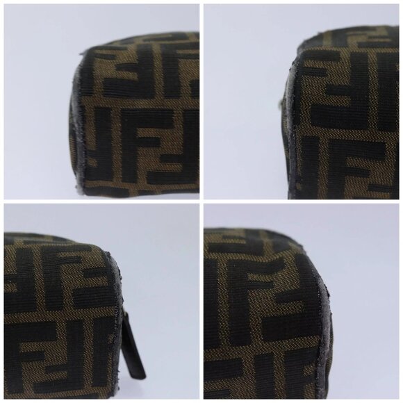 FENDI Zucca Canvas Pouch Brown Black Silver Auth fm3759 - Picture 14 of 16